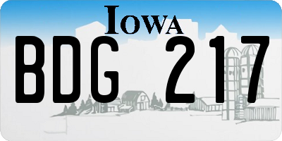 IA license plate BDG217