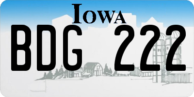 IA license plate BDG222