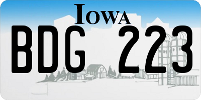 IA license plate BDG223