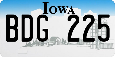 IA license plate BDG225