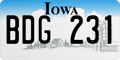 IA license plate BDG231