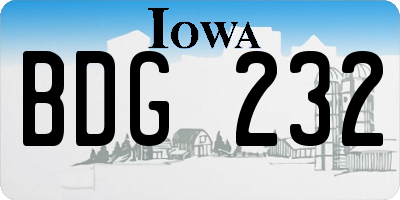 IA license plate BDG232