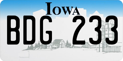 IA license plate BDG233