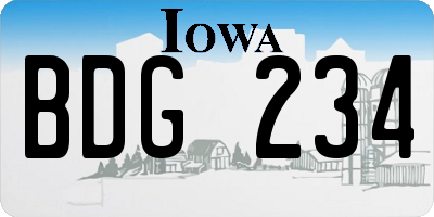 IA license plate BDG234