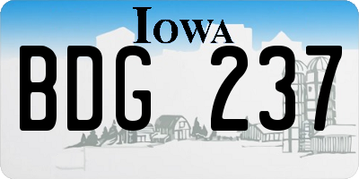 IA license plate BDG237