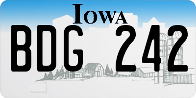 IA license plate BDG242