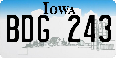 IA license plate BDG243