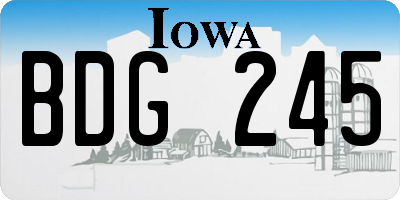 IA license plate BDG245