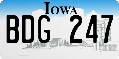 IA license plate BDG247