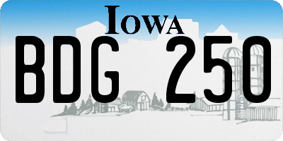 IA license plate BDG250