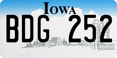 IA license plate BDG252