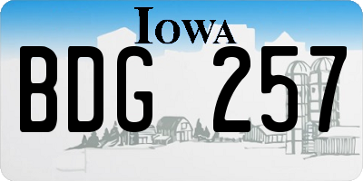 IA license plate BDG257