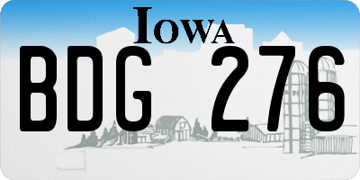 IA license plate BDG276