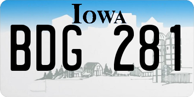 IA license plate BDG281