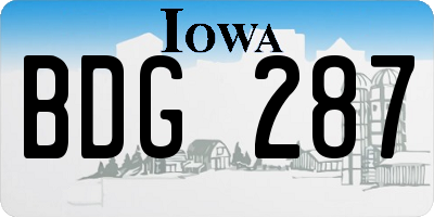 IA license plate BDG287