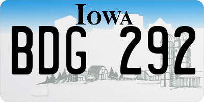 IA license plate BDG292