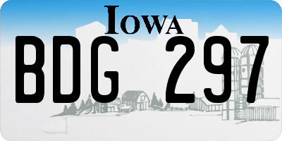 IA license plate BDG297