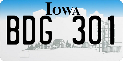 IA license plate BDG301