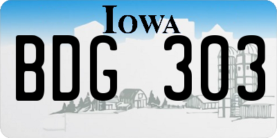 IA license plate BDG303