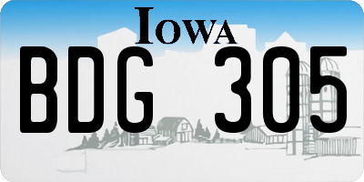 IA license plate BDG305