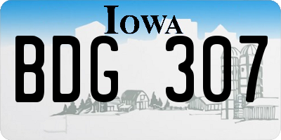 IA license plate BDG307