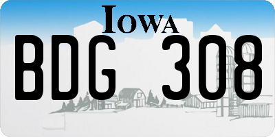 IA license plate BDG308