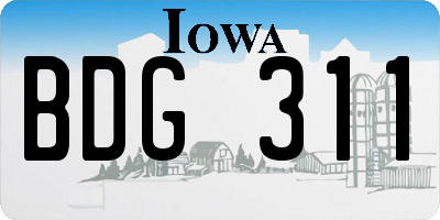 IA license plate BDG311