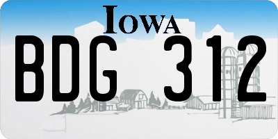 IA license plate BDG312