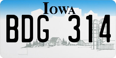 IA license plate BDG314