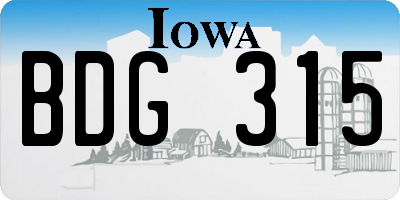 IA license plate BDG315