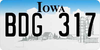 IA license plate BDG317