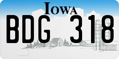 IA license plate BDG318