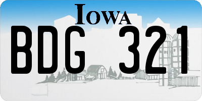 IA license plate BDG321