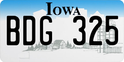 IA license plate BDG325