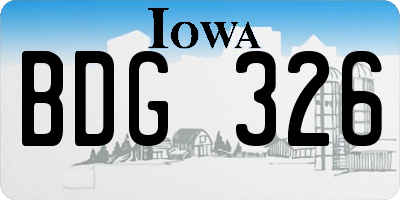 IA license plate BDG326