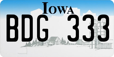 IA license plate BDG333