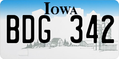 IA license plate BDG342