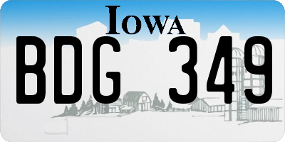 IA license plate BDG349