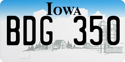 IA license plate BDG350