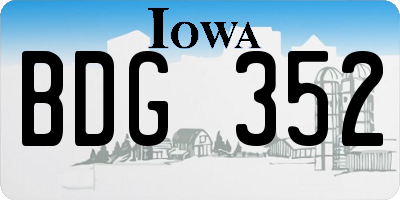 IA license plate BDG352