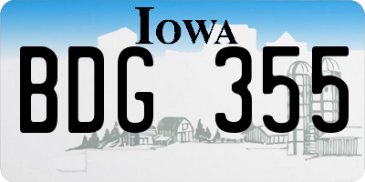 IA license plate BDG355