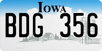 IA license plate BDG356