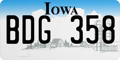 IA license plate BDG358