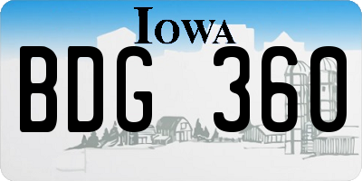 IA license plate BDG360