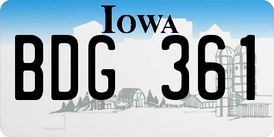 IA license plate BDG361