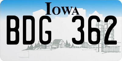 IA license plate BDG362