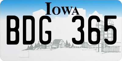IA license plate BDG365