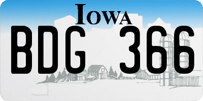 IA license plate BDG366