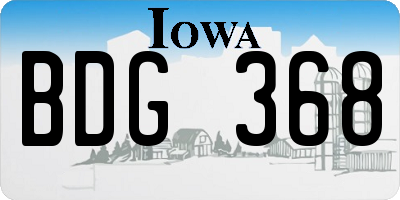 IA license plate BDG368