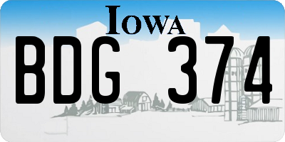 IA license plate BDG374